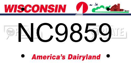 NC9859 Wisconsin License Plate