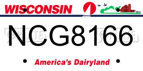 NCG8166 Wisconsin License Plate