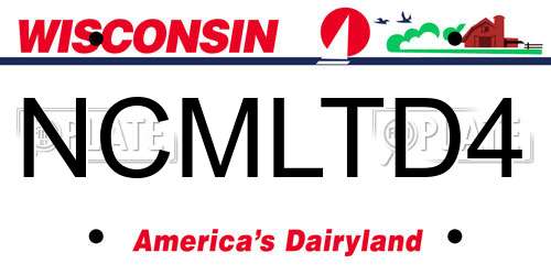 NCMLTD4 Wisconsin License Plate