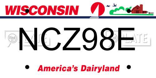 NCZ98E Wisconsin License Plate