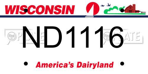 ND1116 Wisconsin License Plate
