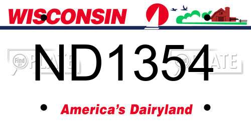ND1354 Wisconsin License Plate