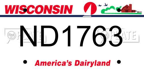 ND1763 Wisconsin License Plate