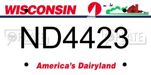 ND4423 Wisconsin License Plate