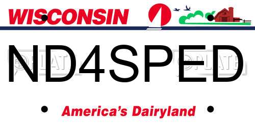 ND4SPED Wisconsin License Plate
