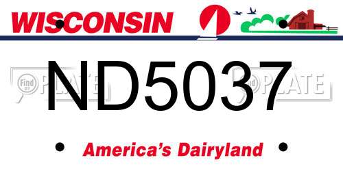 ND5037 Wisconsin License Plate