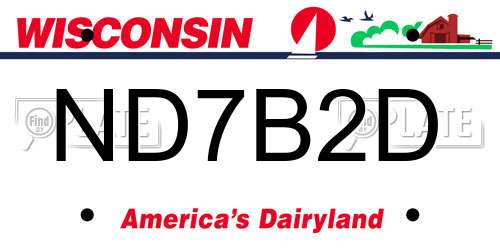 ND7B2D Wisconsin License Plate