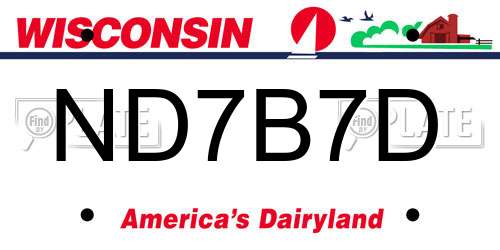 ND7B7D Wisconsin License Plate