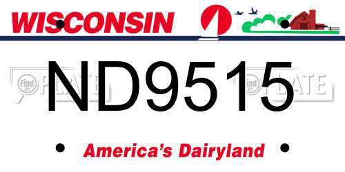 ND9515 Wisconsin License Plate