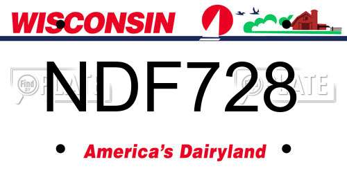 NDF728 Wisconsin License Plate
