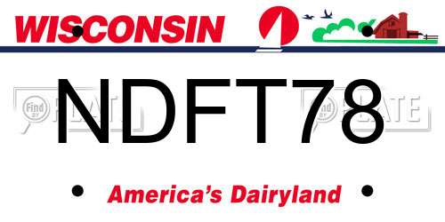 NDFT78 Wisconsin License Plate