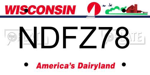 NDFZ78 Wisconsin License Plate