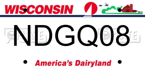 NDGQ08 Wisconsin License Plate