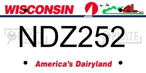 NDZ252 Wisconsin License Plate