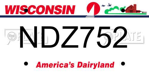 NDZ752 Wisconsin License Plate