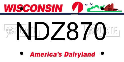 NDZ870 Wisconsin License Plate