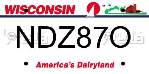 NDZ87O Wisconsin License Plate
