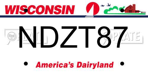 NDZT87 Wisconsin License Plate