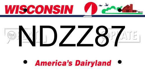NDZZ87 Wisconsin License Plate