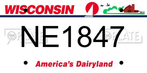 NE1847 Wisconsin License Plate