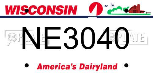NE3040 Wisconsin License Plate
