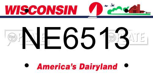 NE6513 Wisconsin License Plate