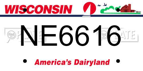 NE6616 Wisconsin License Plate