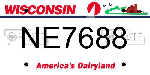 NE7688 Wisconsin License Plate