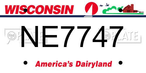 NE7747 Wisconsin License Plate