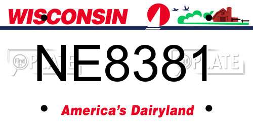 NE8381 Wisconsin License Plate
