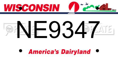 NE9347 Wisconsin License Plate