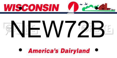 NEW72B Wisconsin License Plate