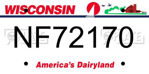 NF72170 Wisconsin License Plate