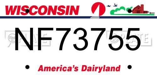 NF73755 Wisconsin License Plate