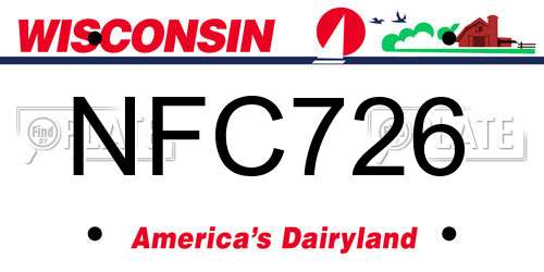 NFC726 Wisconsin License Plate