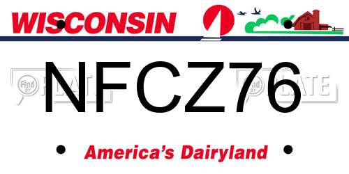 NFCZ76 Wisconsin License Plate