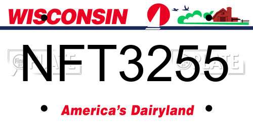 NFT3255 Wisconsin License Plate