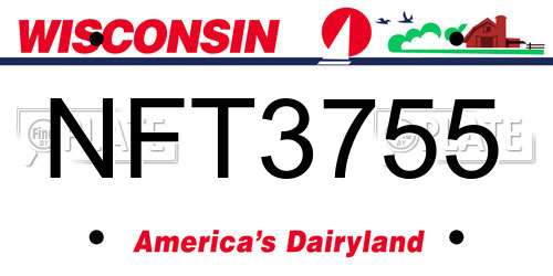 NFT3755 Wisconsin License Plate
