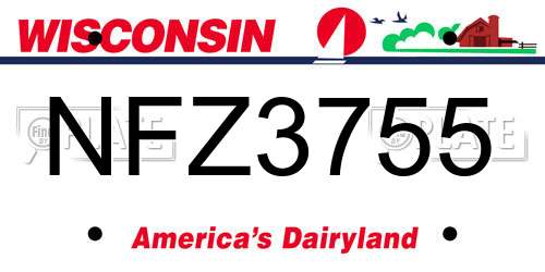 NFZ3755 Wisconsin License Plate