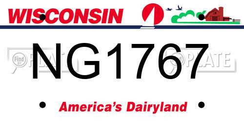 NG1767 Wisconsin License Plate
