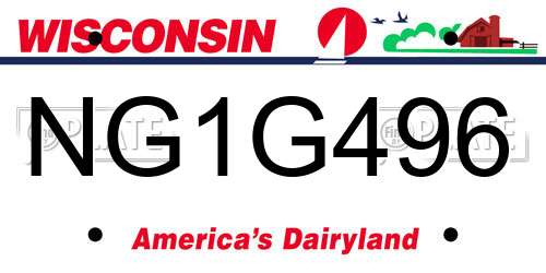 NG1G496 Wisconsin License Plate