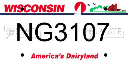 NG3107 Wisconsin License Plate