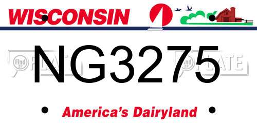 NG3275 Wisconsin License Plate