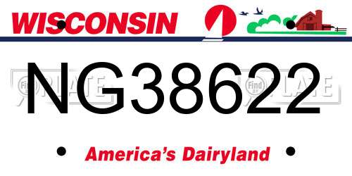 NG38622 Wisconsin License Plate