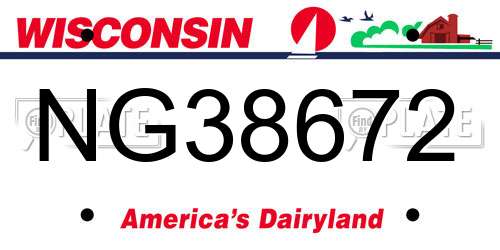 NG38672 Wisconsin License Plate