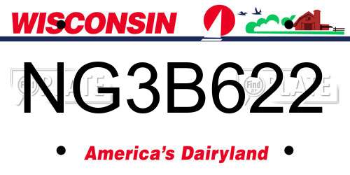 NG3B622 Wisconsin License Plate