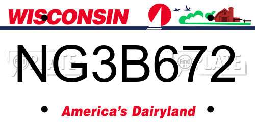 NG3B672 Wisconsin License Plate