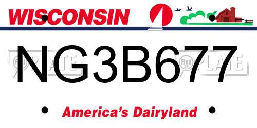 NG3B677 Wisconsin License Plate
