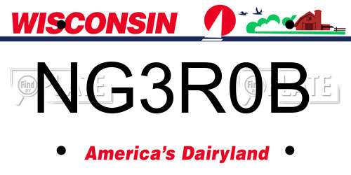 NG3R0B Wisconsin License Plate