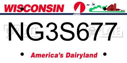 NG3S677 Wisconsin License Plate